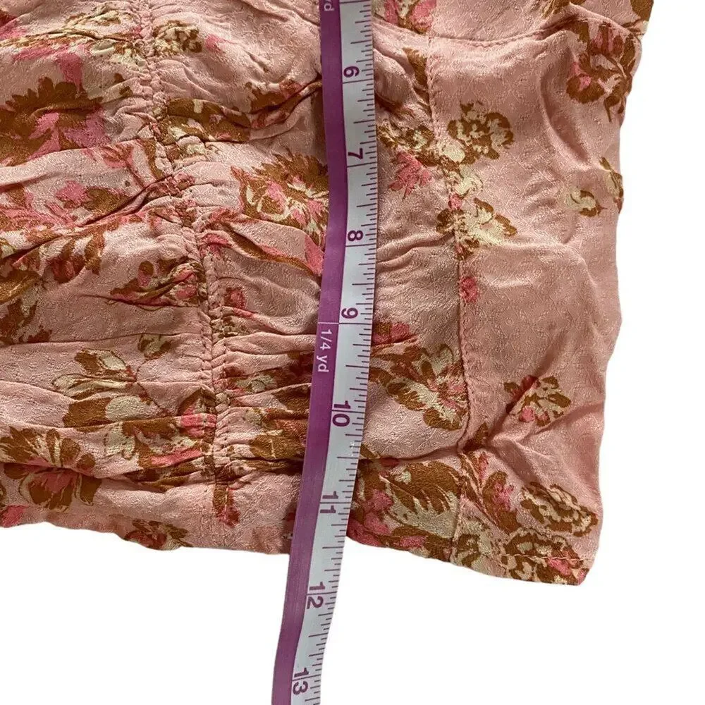 Free People Top NWT‎ Women's S Pink Floral Duo Long Sleeve Crop Smocked Romantic